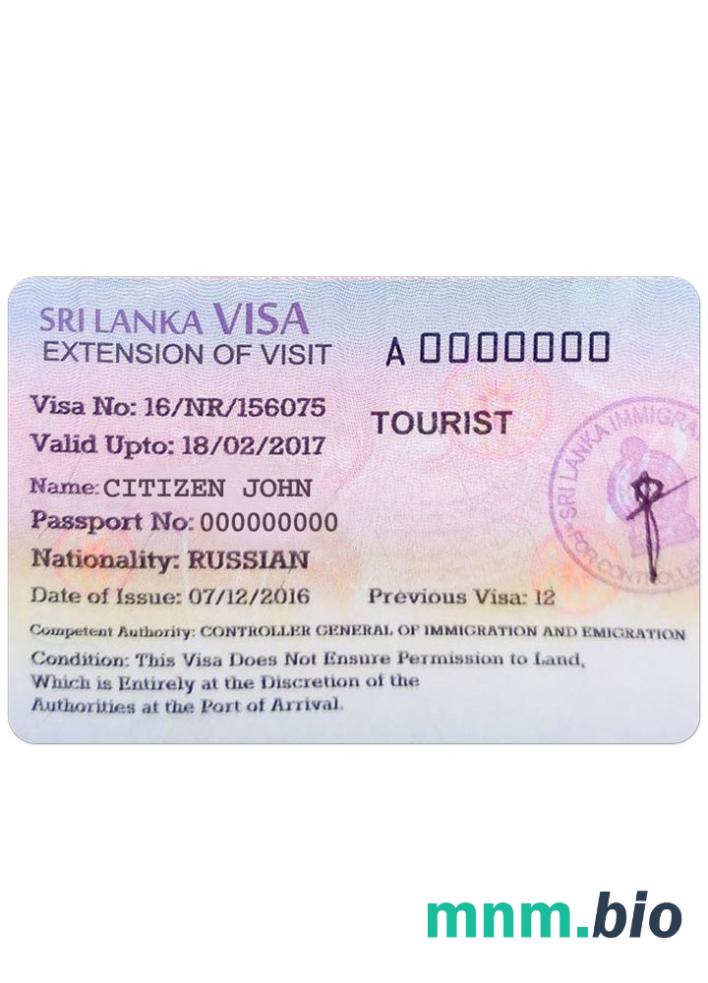 Sri Lanka Wiza turystyczna przykład w PSD